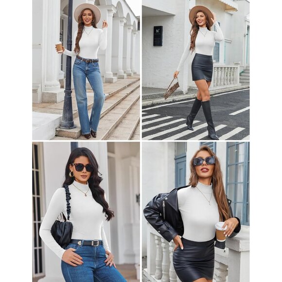 ⚡3 Pack Women’s Mock Turtleneck Tops Long Sleeve Slim Fit Thermal Shirt - Picture 5 of 5